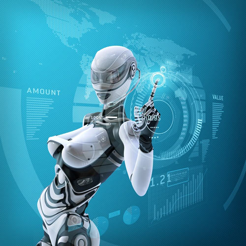 robot interacting with a UI